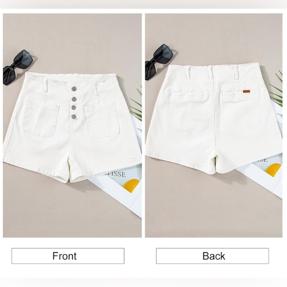 NEW WHITE BUTTON FRONT SHORTS⭐️ - Picture 4 of 6